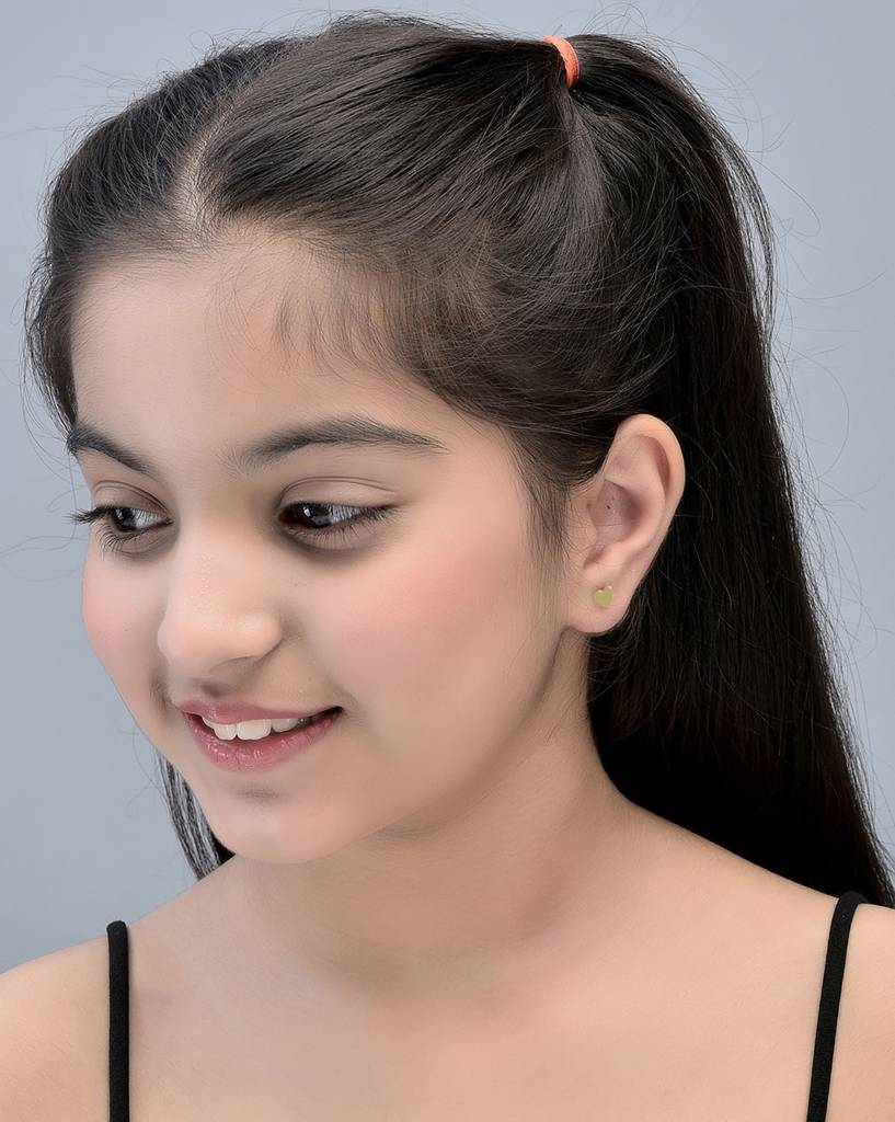 Carlton London Girls Set Of 2 Gold-Plated Heart Shaped Studs Earrings : KJES109