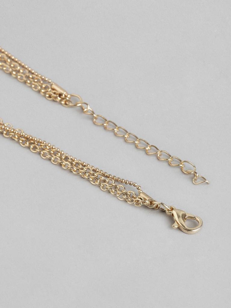 Girls Multicoloured Gold-Plated Layered Necklace : KJN062