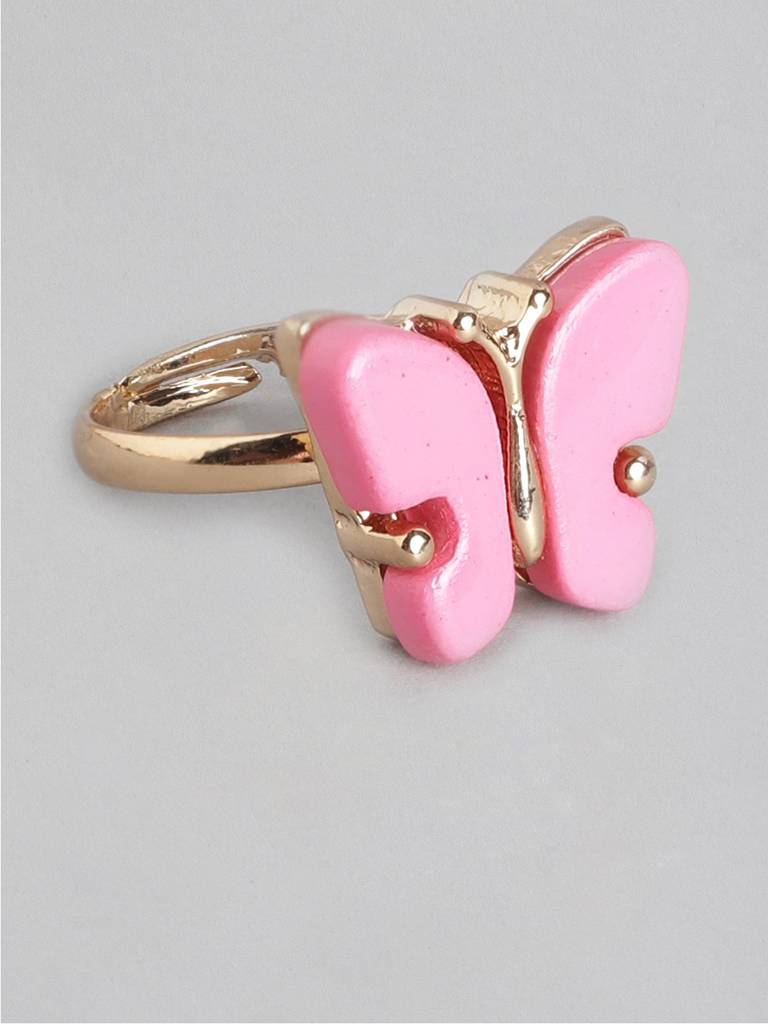 Girls Gold-Plated Pink Jewellery Set : KJS045