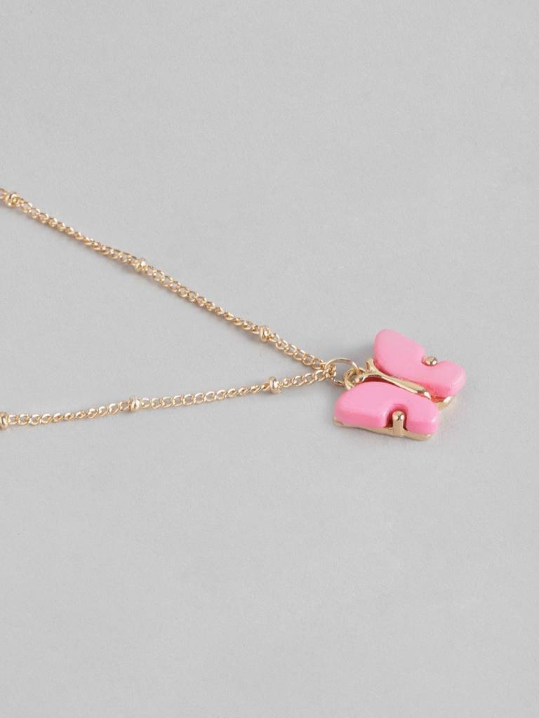 Girls Gold-Plated Pink Jewellery Set : KJS045