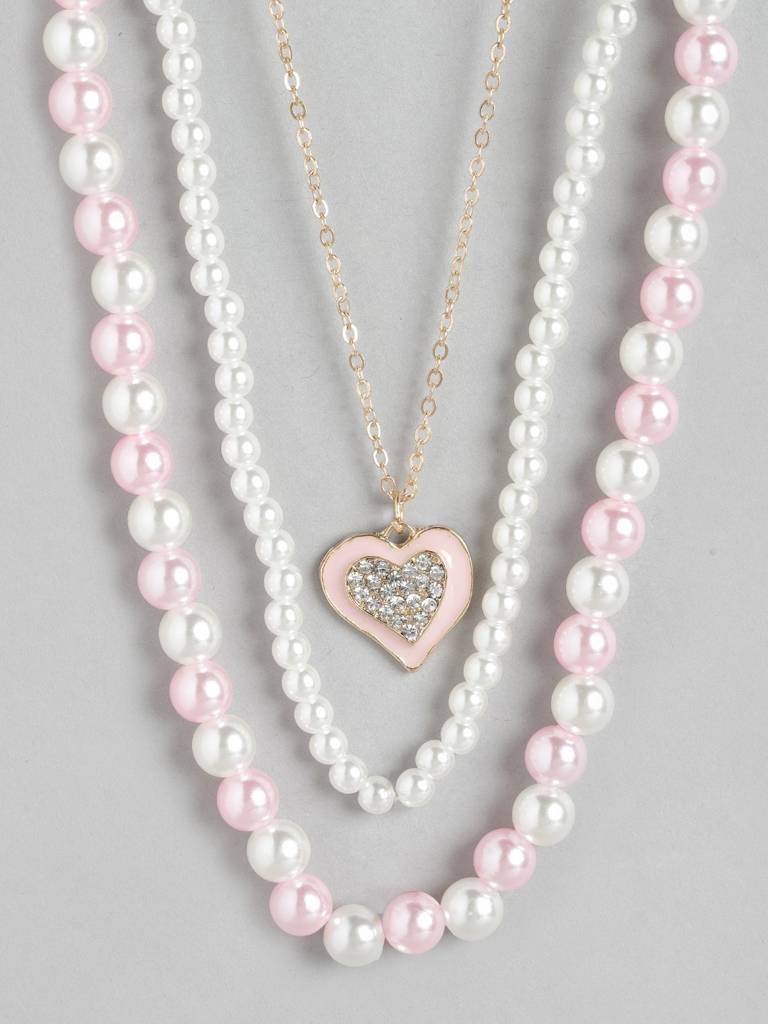 Girls Pack Of 3 Gold-Plated Enamelled Necklaces : KJS084