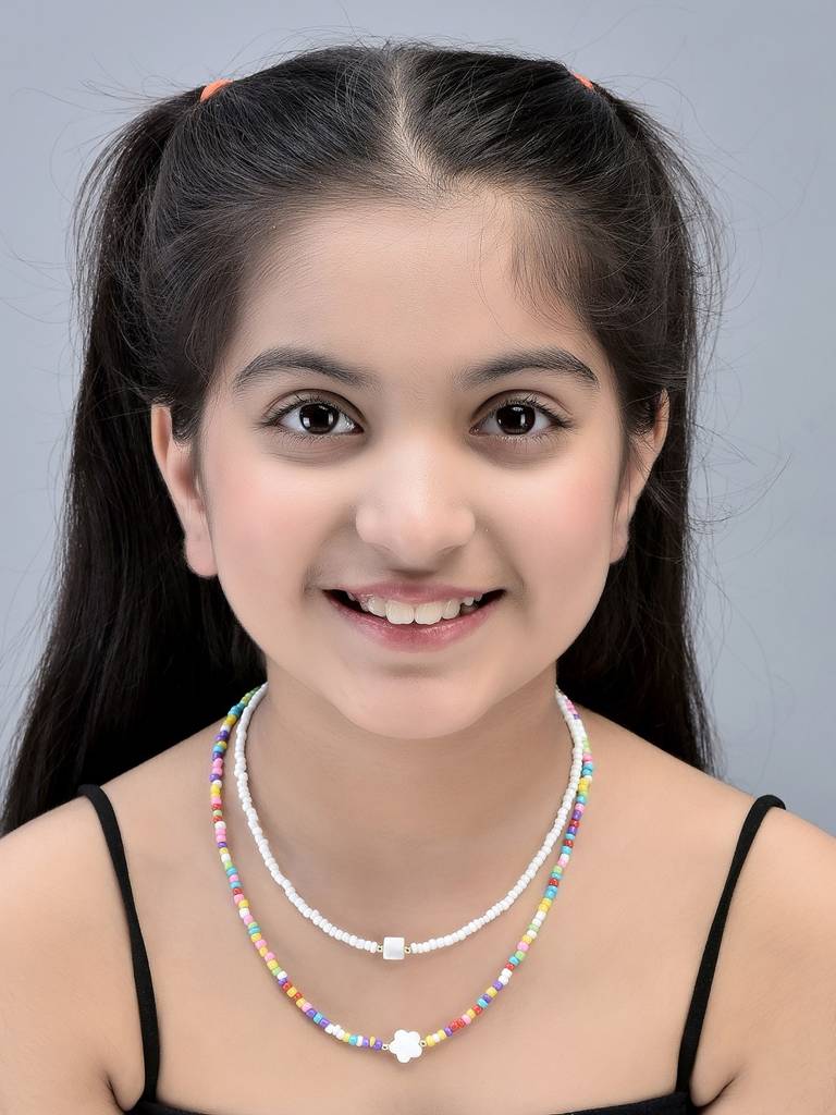 Girls Pack Of 2 Gold-Plated Necklace : KJS086