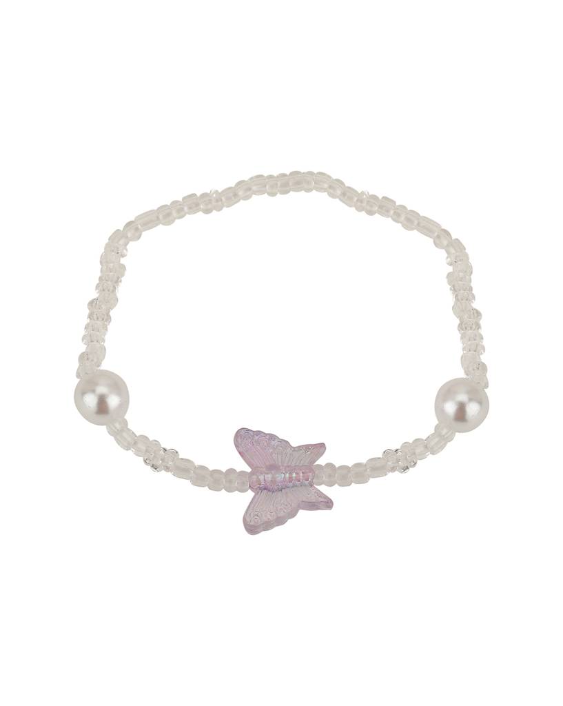 Girls Rhodium-Plated Butterfly Shaped Pearl Jewellery Set : KJS088