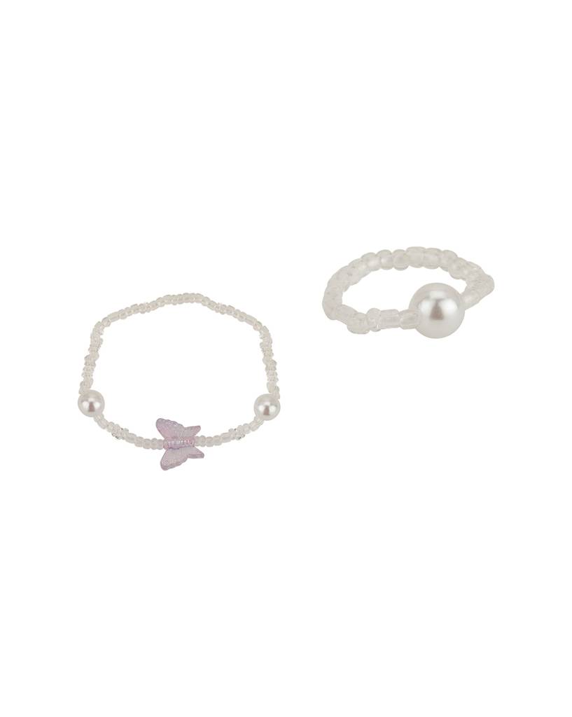 Girls Rhodium-Plated Butterfly Shaped Pearl Jewellery Set : KJS088