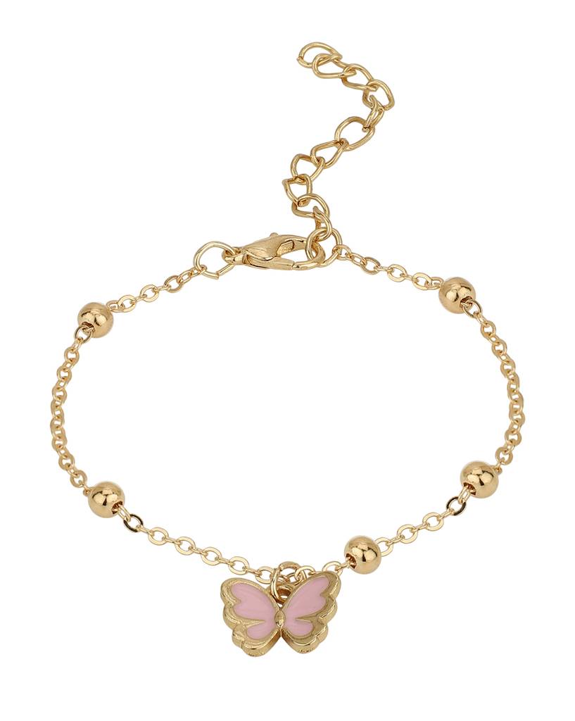 Carlton London Girls Set Of 3 Cubic Zirconia Studded Enamelled Gold-Plated Bracelets : KJS096