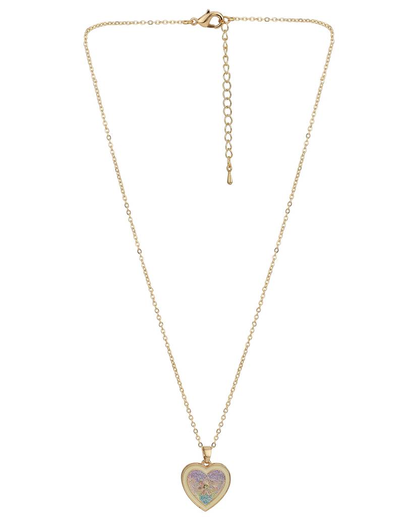 Carlton London Girls Gold-Plated Heart-Shaped Enamelled Jewellery Set : KJS103