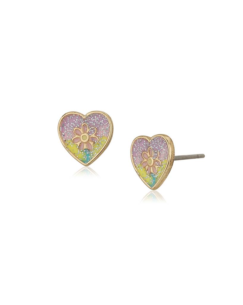 Carlton London Girls Gold-Plated Heart-Shaped Enamelled Jewellery Set : KJS103