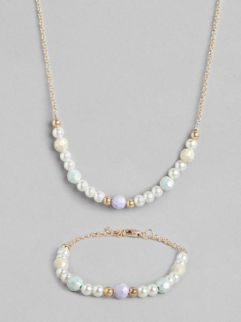 Girls Gold-Plated Pearl Jewellery Set : KJS112