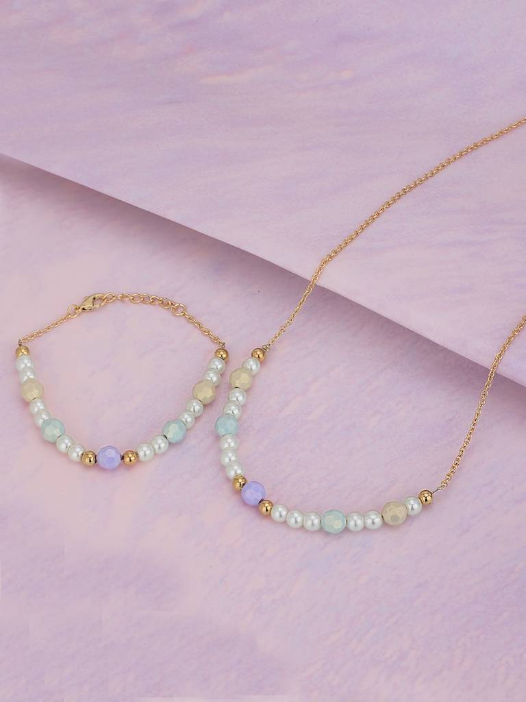 Girls Gold-Plated Pearl Jewellery Set : KJS112