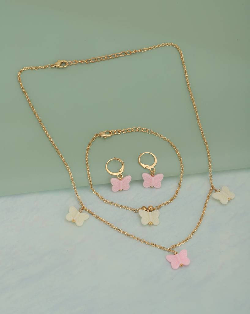 Girls Gold-Plated Butterfly Jewellery Set : KJS115