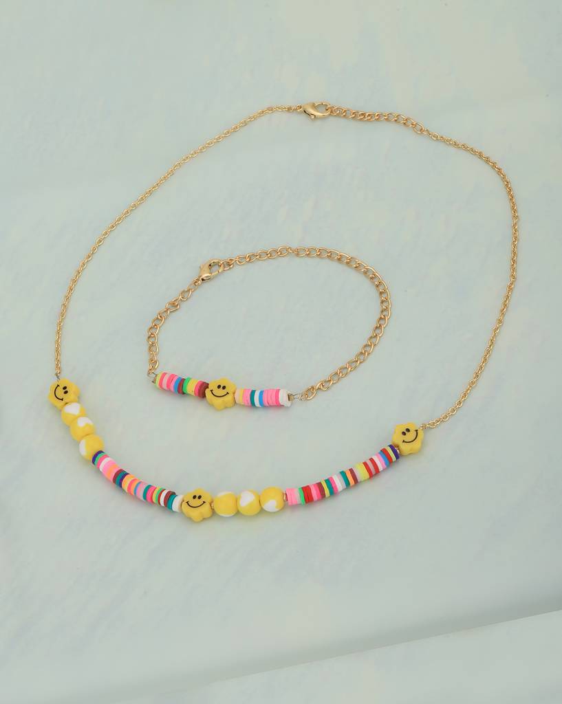 Carlton London Gold-Plated Smiley Beaded Jewellery Set : KJS116