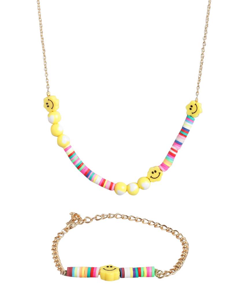 Carlton London Gold-Plated Smiley Beaded Jewellery Set : KJS116