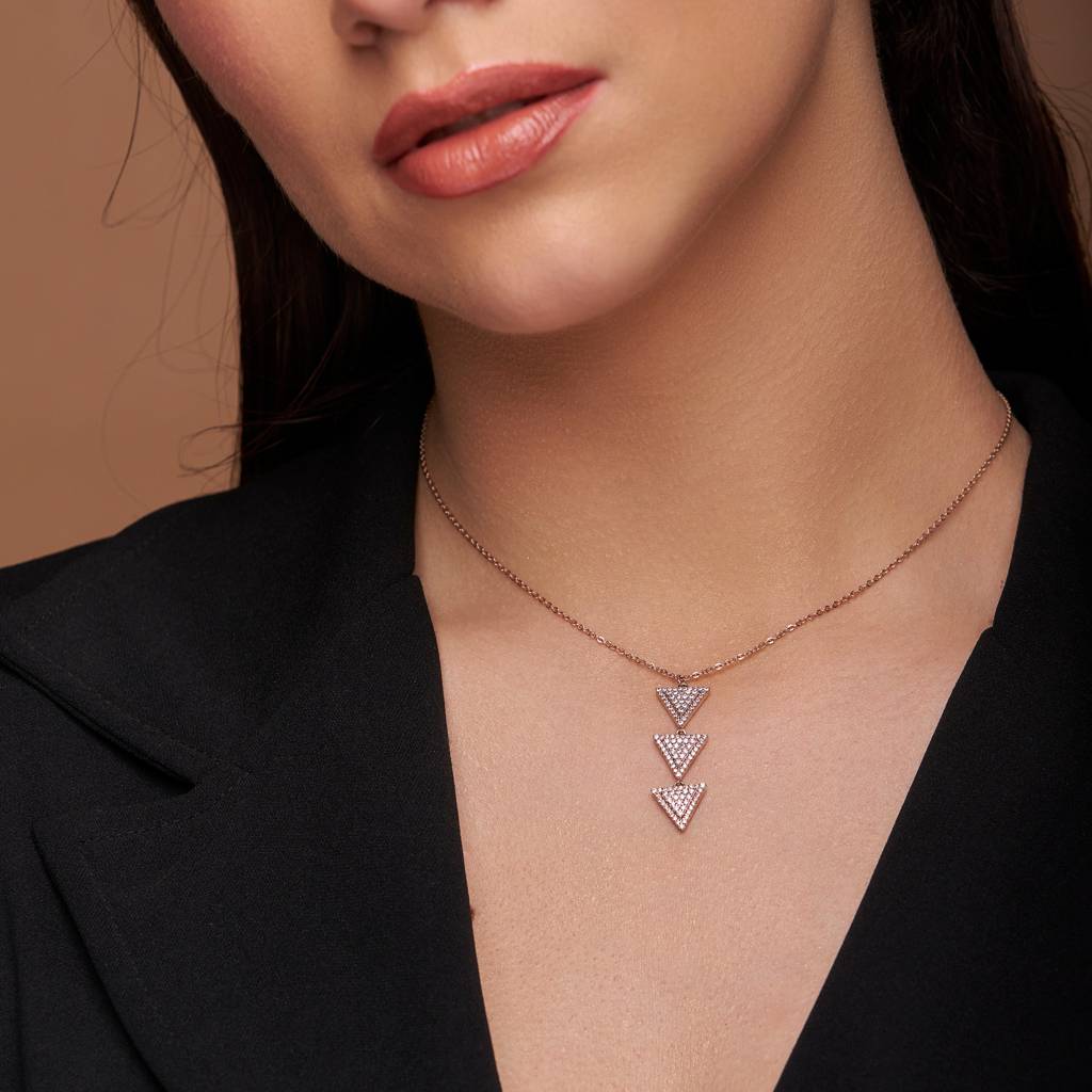 Diamond Set Triangle Style Necklace : KNC0017