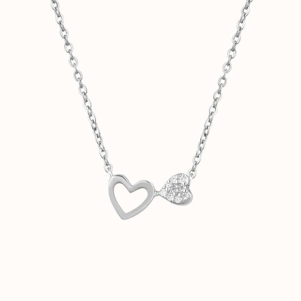 Interlinked Hearts Silver Necklace : KNC0019-RG