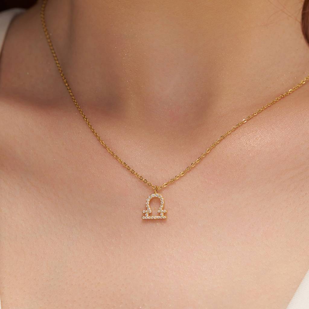 Diamond Libra Zodiac Necklace : KNC0025