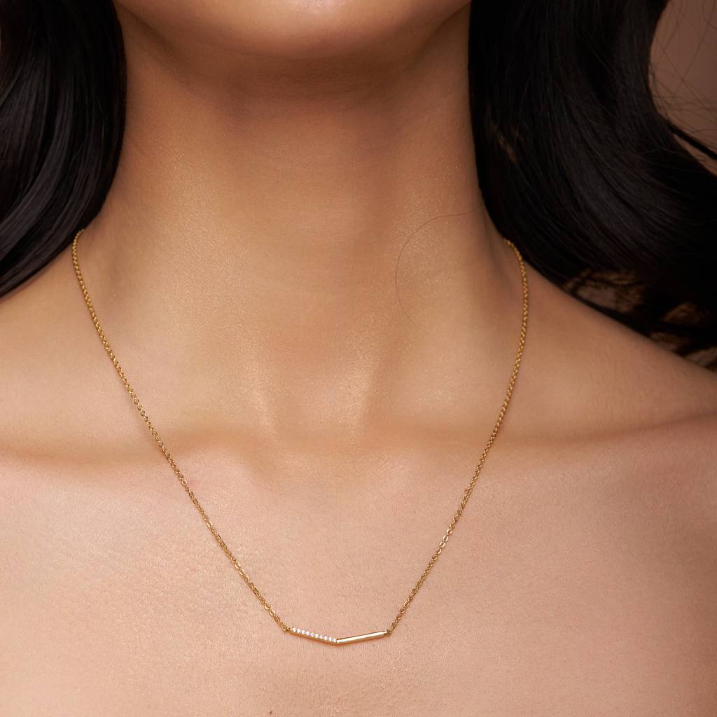 Diamond Bar Pendant Necklace : KNC0035