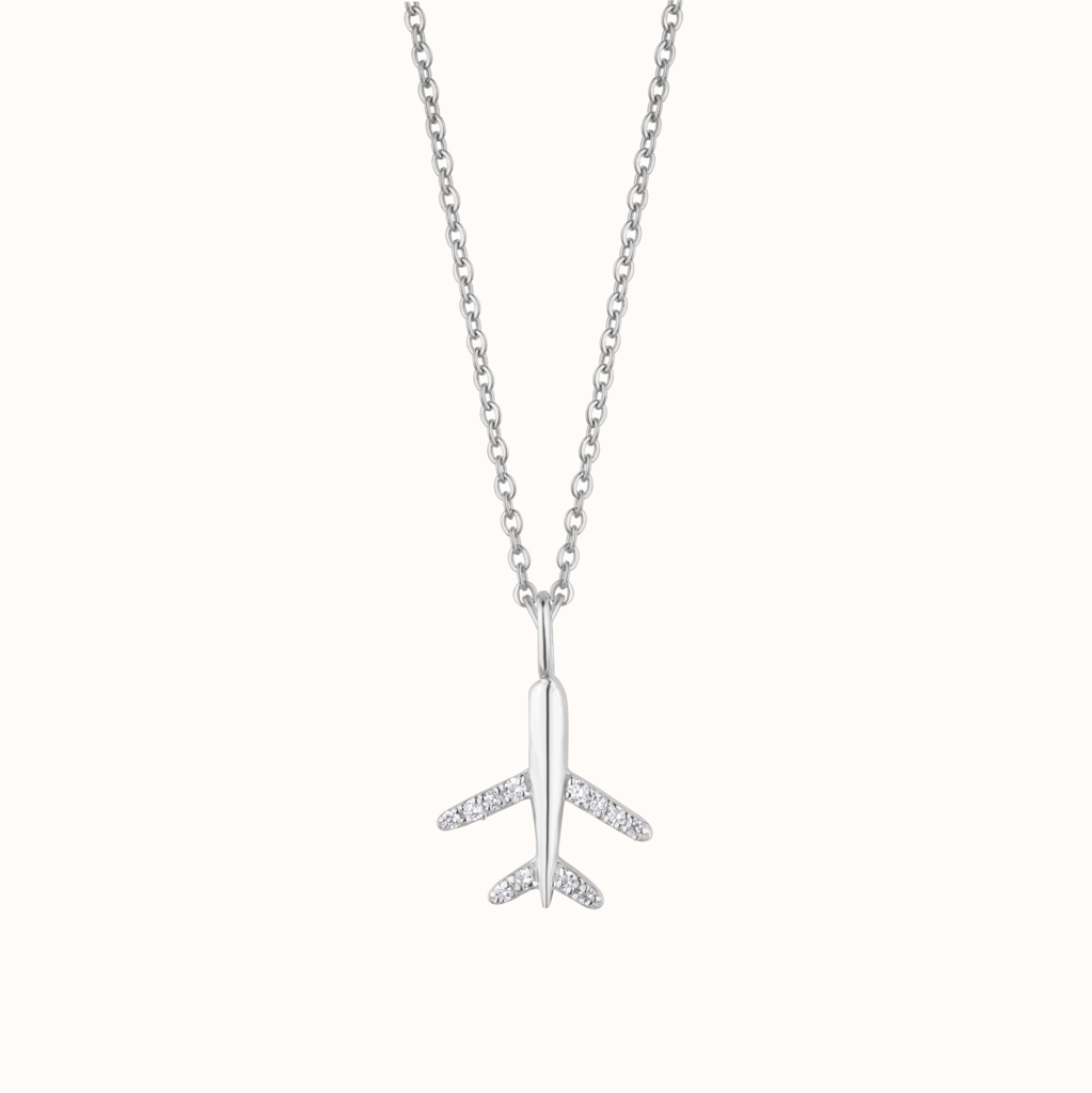 Silver Aeroplane Charm Necklace : KNC0043