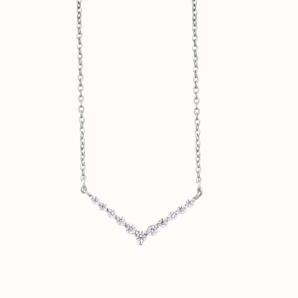 Sophisticated V-Shaped Diamond Necklace : KNC0047-RG
