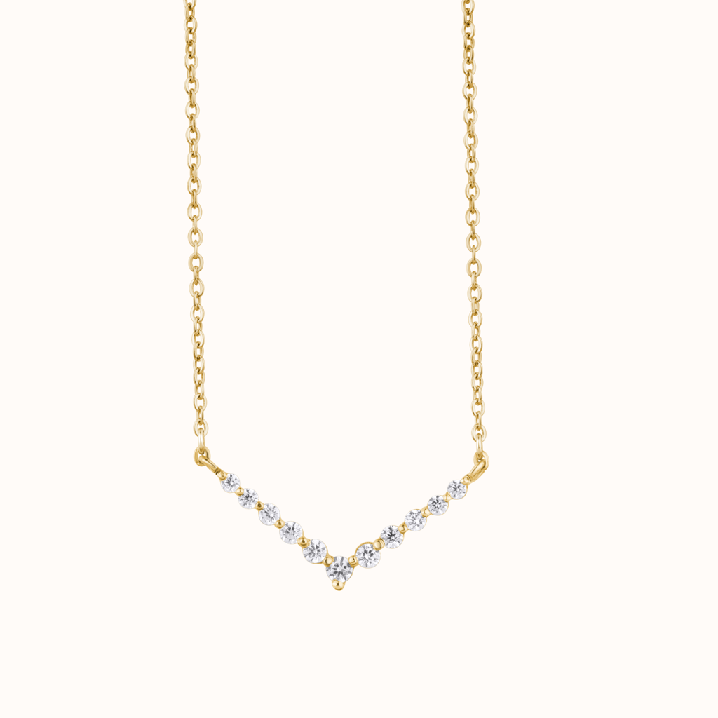 Sophisticated V-Shaped Diamond Necklace : KNC0047