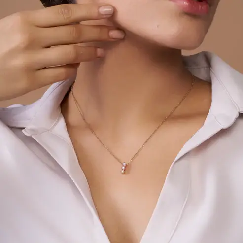 Three-Stone Necklace : KNC0064