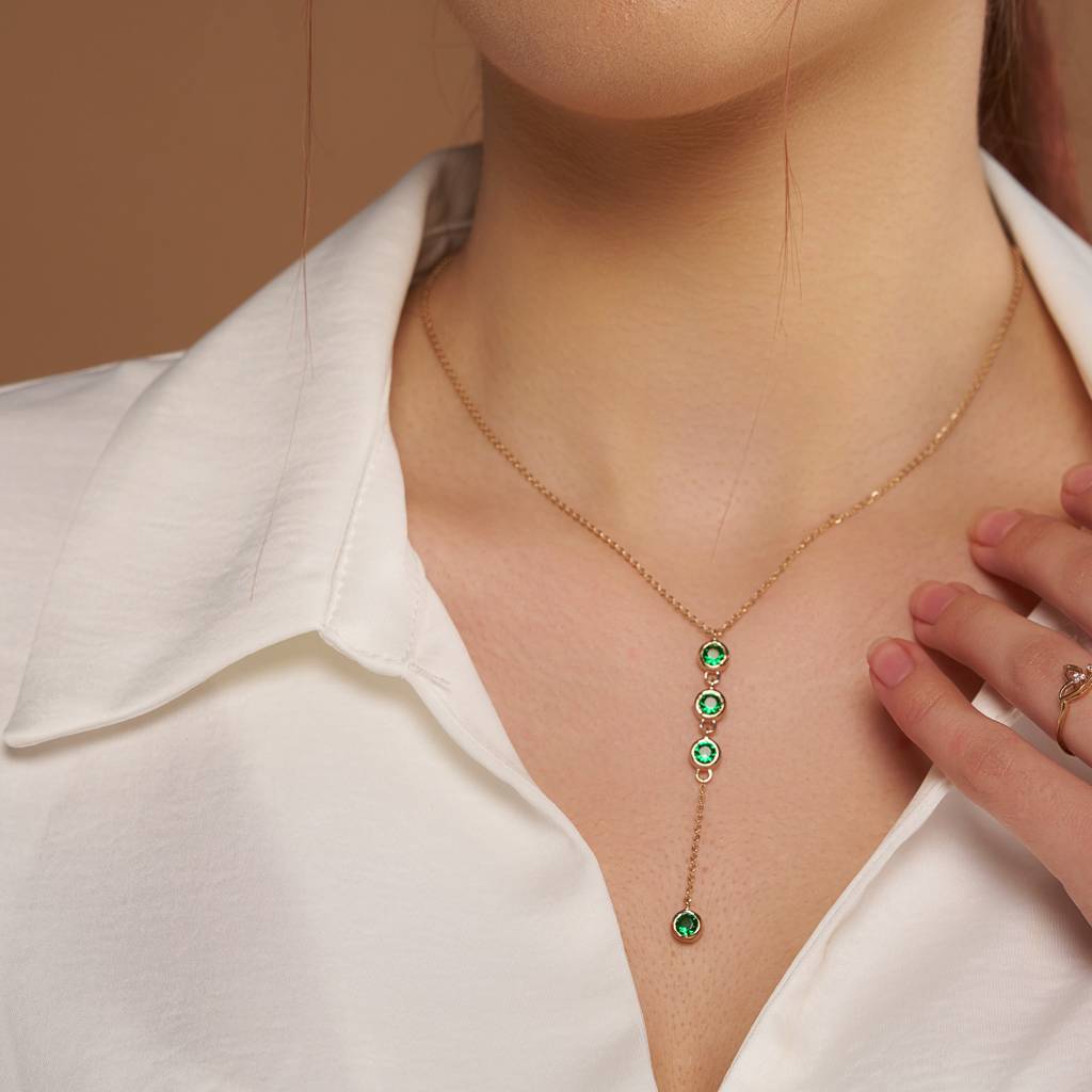 Green Diamond Drop Necklace : KND0001