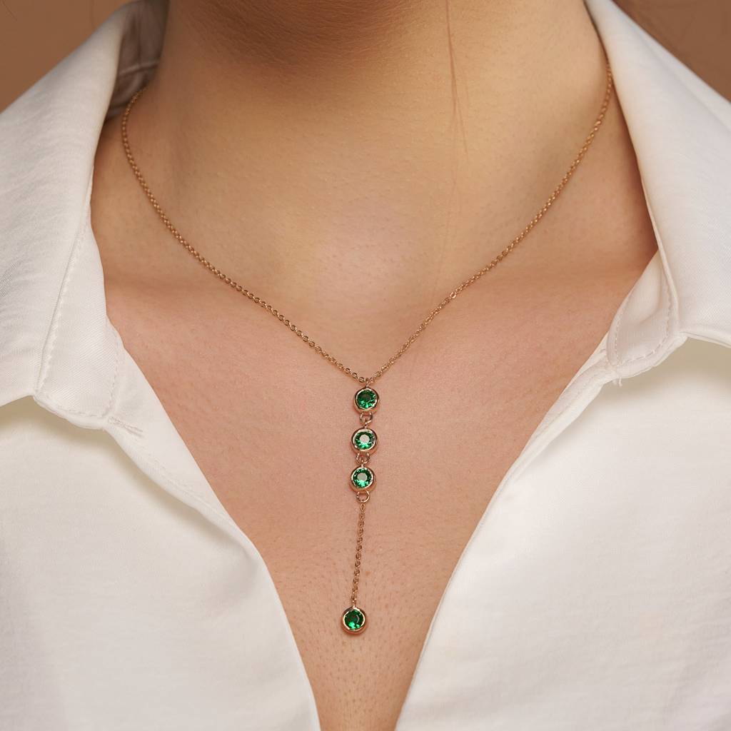 Green Diamond Drop Necklace : KND0001