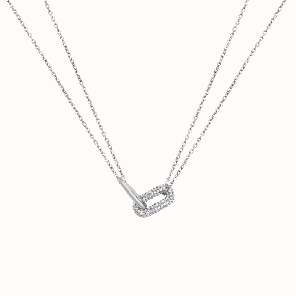 Modern Pave Link Necklace : KNL0001-RG