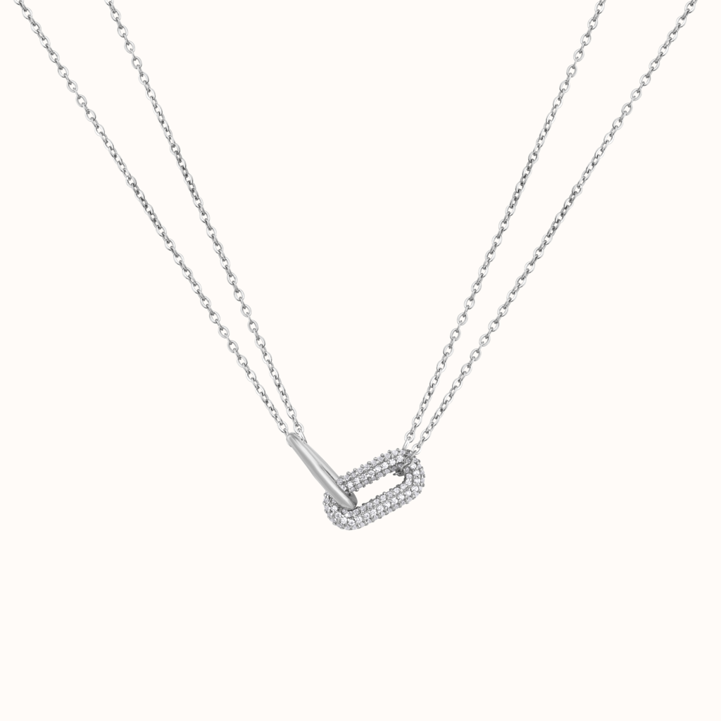 Modern Pave Link Necklace : KNL0001