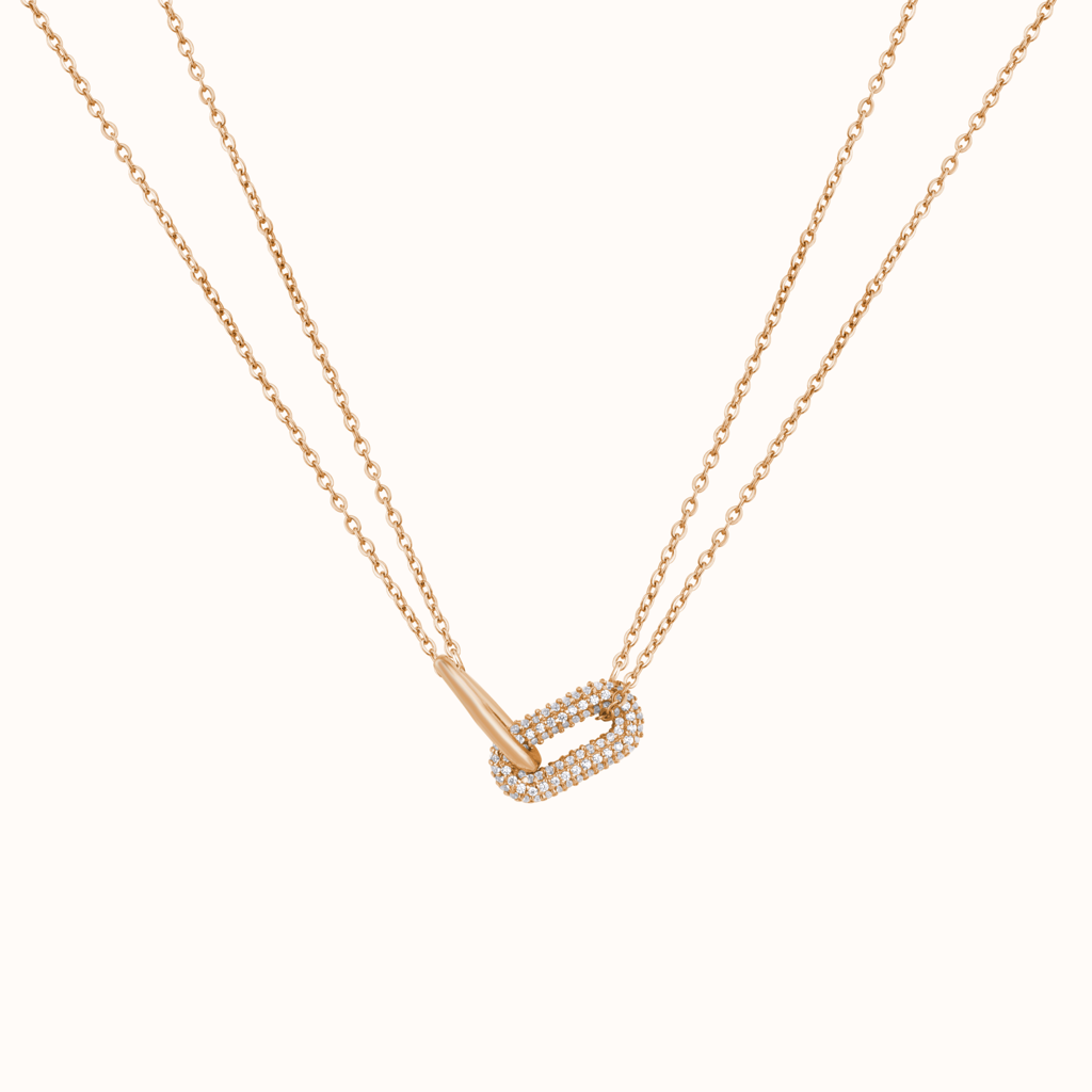 Modern Pave Link Necklace : KNL0001