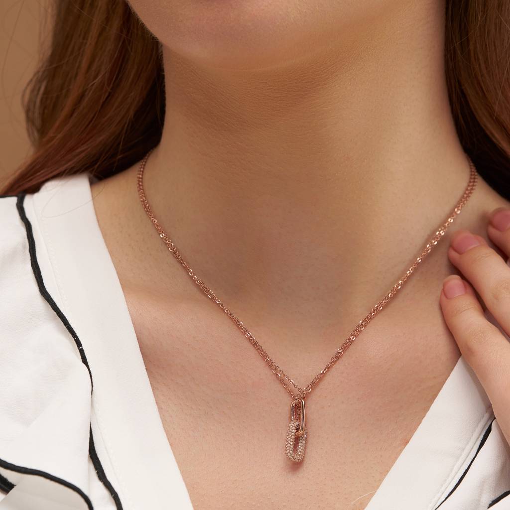 Modern Pave Link Necklace : KNL0001