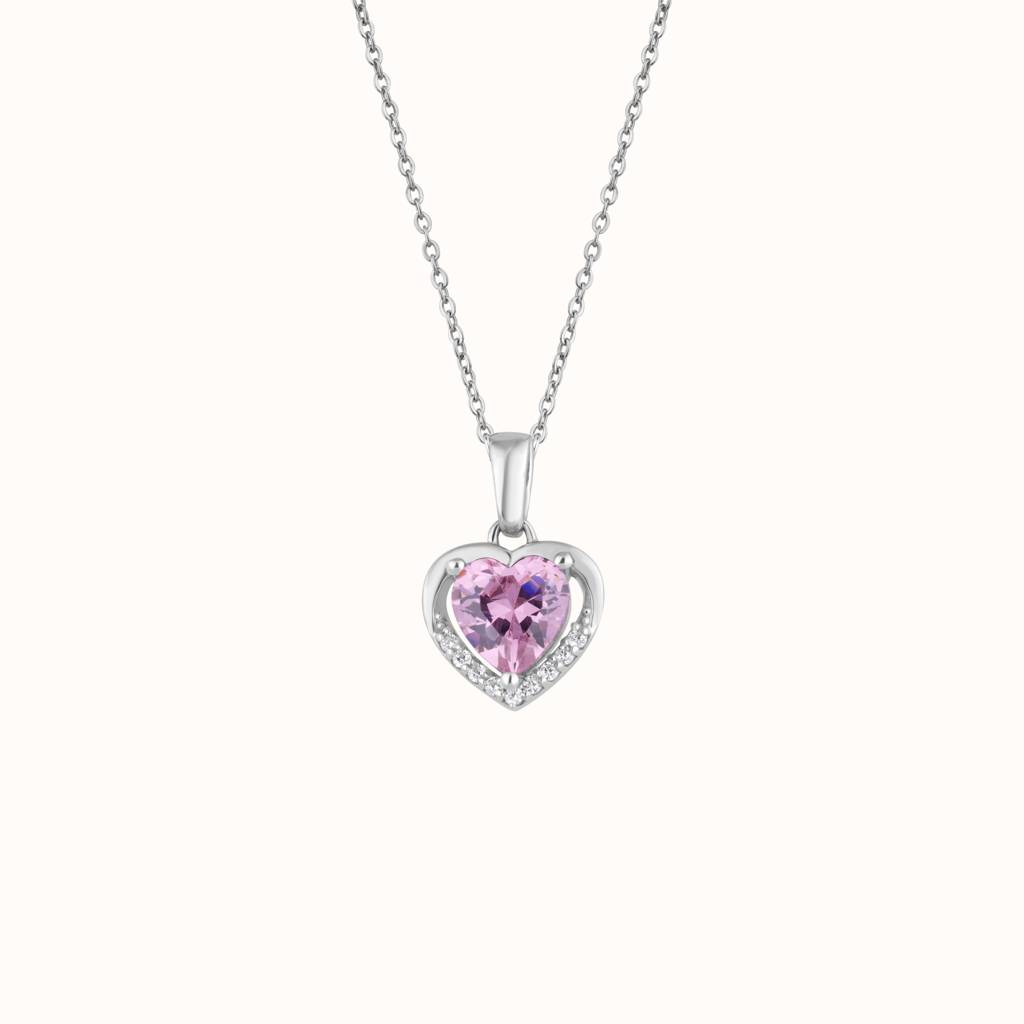 Pink Heart Diamond Necklace : KNP0004-RG