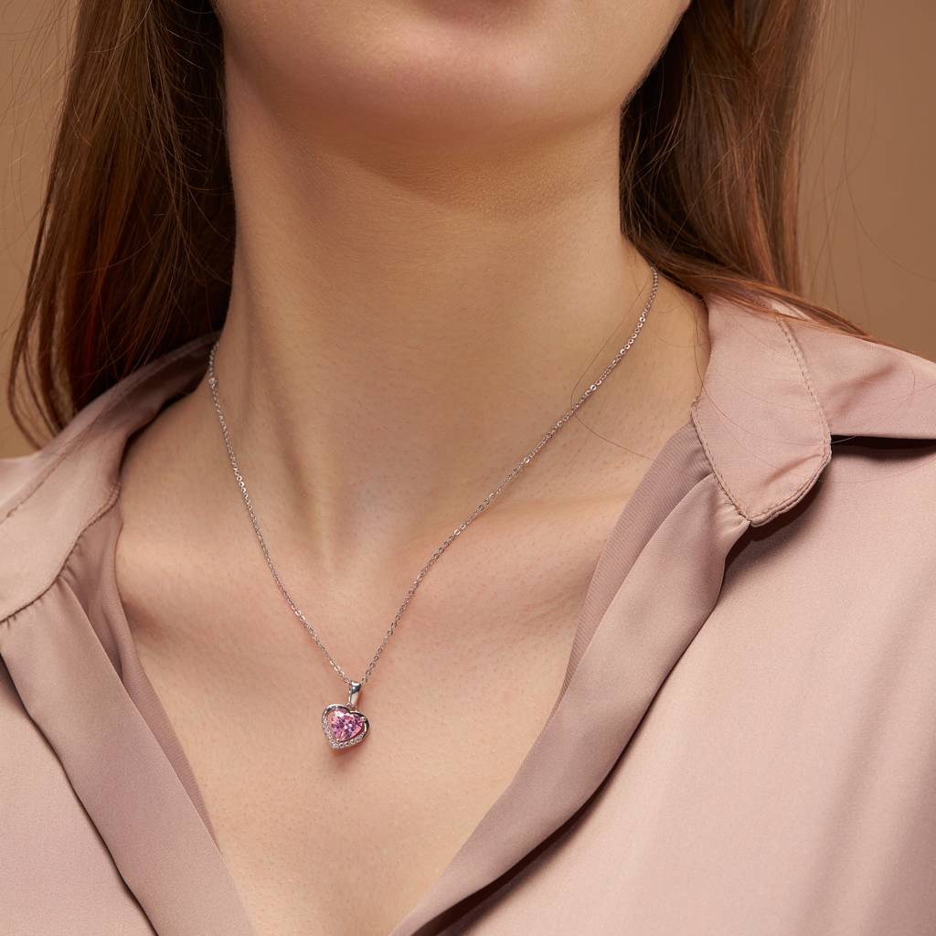 Pink Heart Diamond Necklace : KNP0004