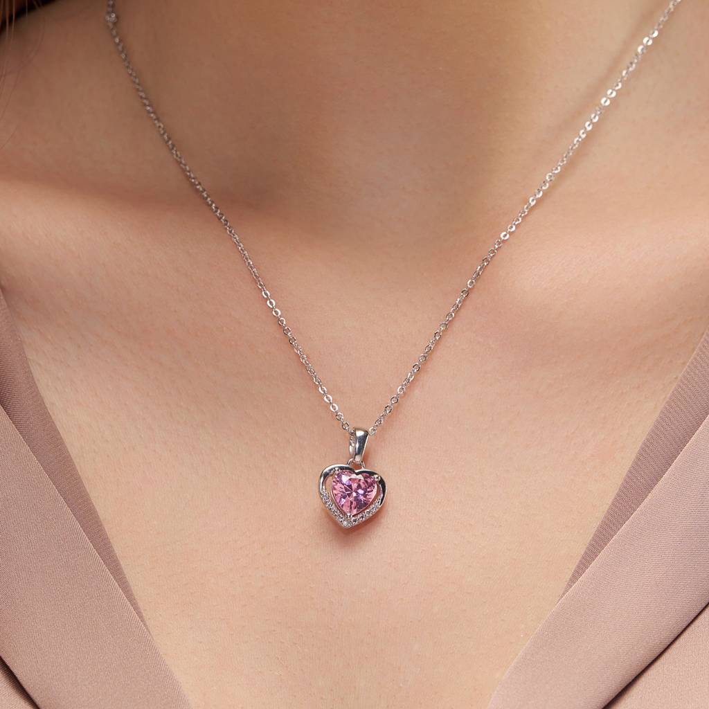 Pink Heart Diamond Necklace : KNP0004