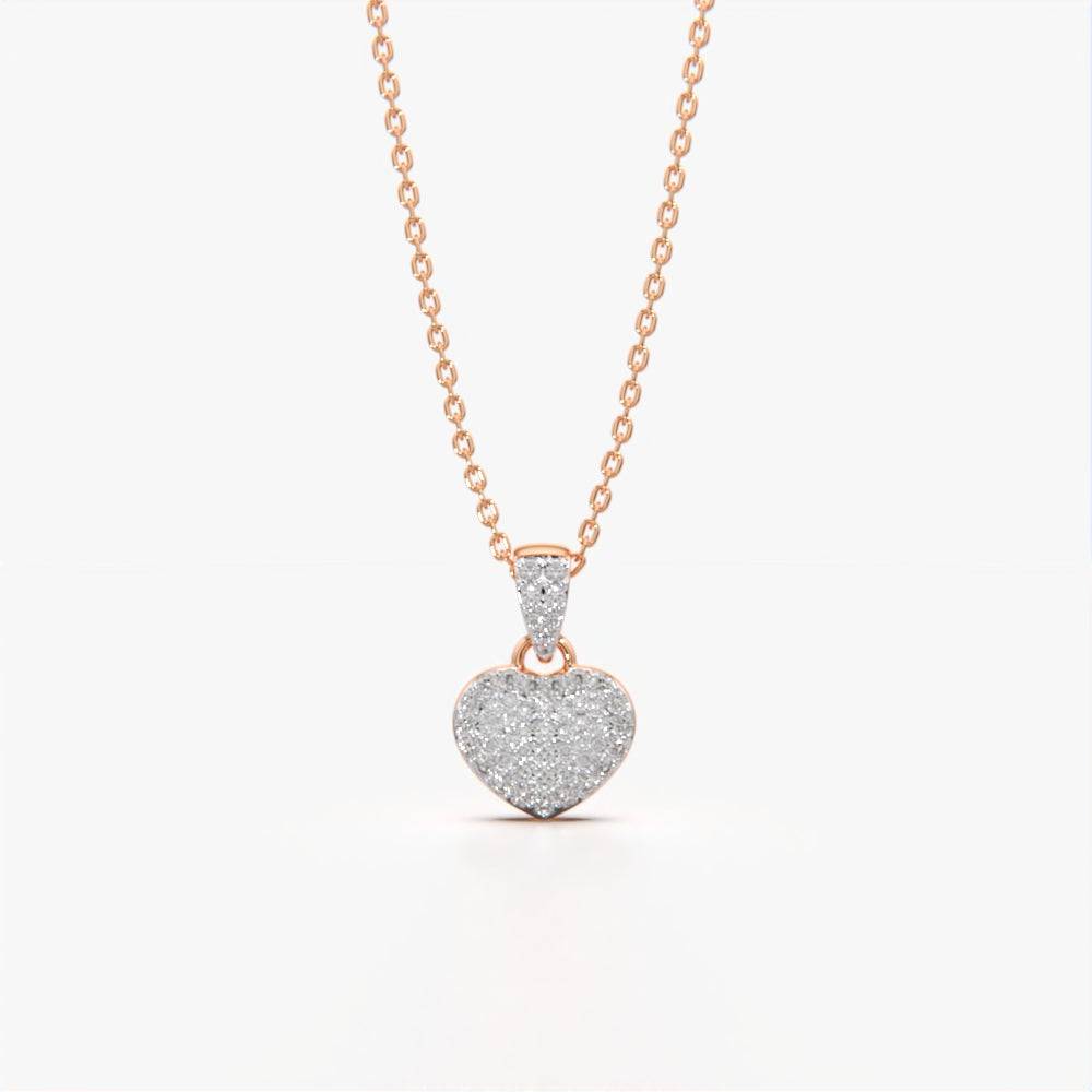 18K Gold Vermeil Dainty Pave Heart Necklace : KNP0037