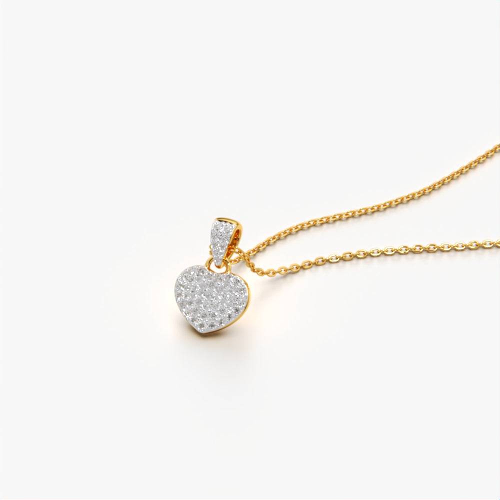 18K Gold Vermeil Dainty Pave Heart Necklace : KNP0037-Gold
