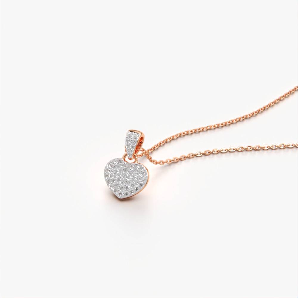 18K Gold Vermeil Dainty Pave Heart Necklace : KNP0037