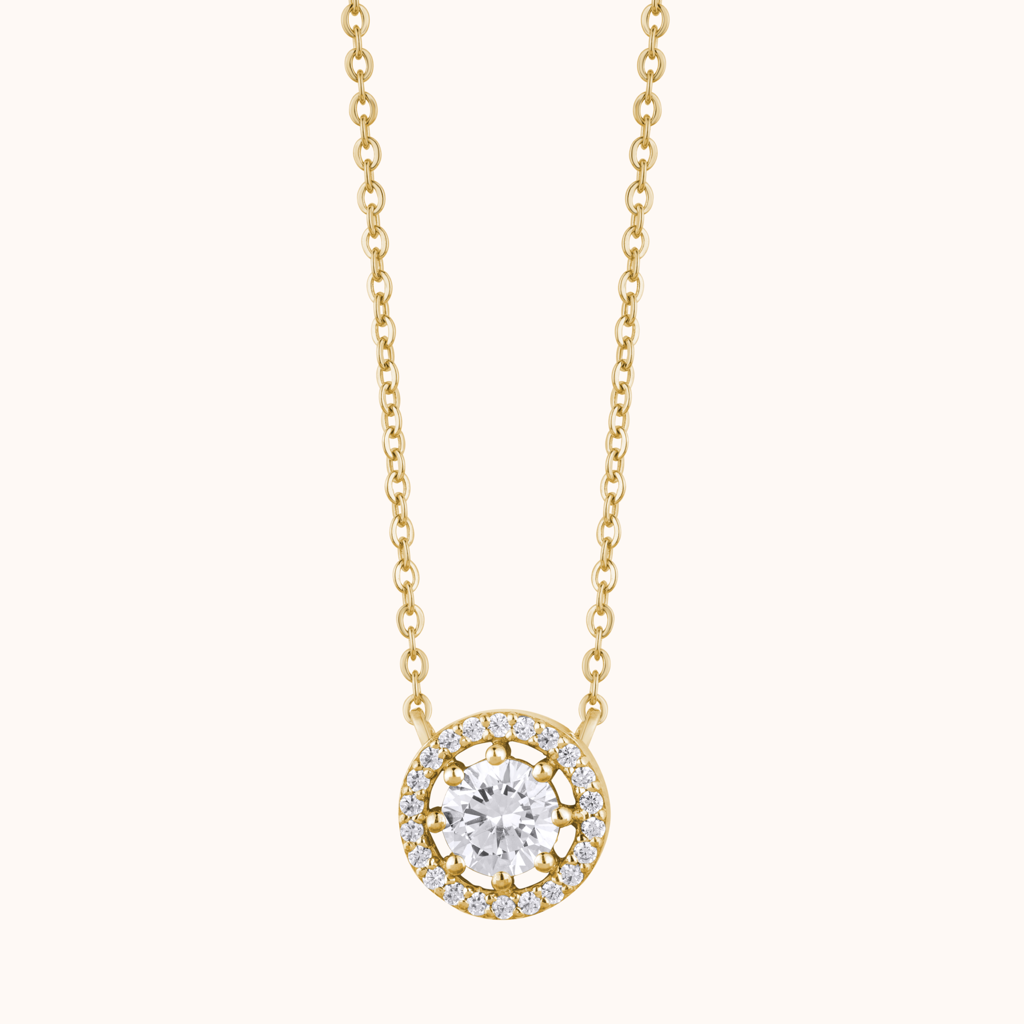 Round Cut Halo Necklace : KNP0046