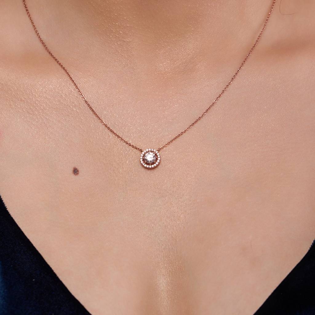 Round Cut Halo Necklace : KNP0046