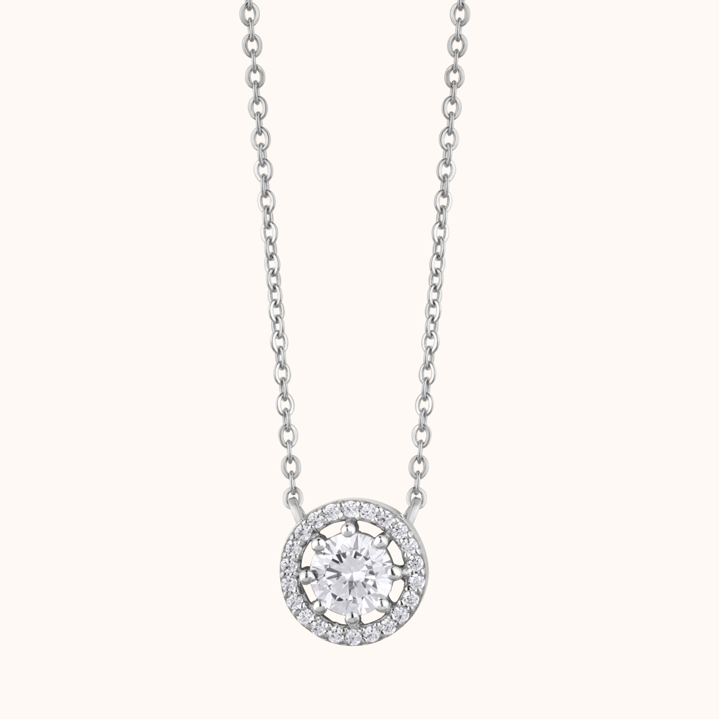 Round Cut Halo Necklace : KNP0046