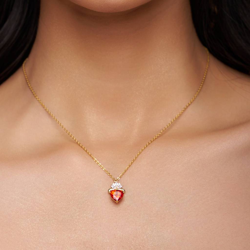 Dazzling Red Heart Necklace : KNP0051