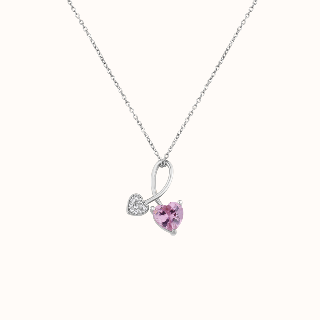 Dual Heart Diamonds Necklace : KNP0053-RG