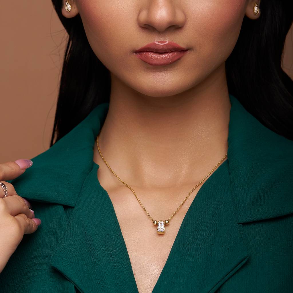 18K Gold Vermeil Minimalist Diamond Necklace