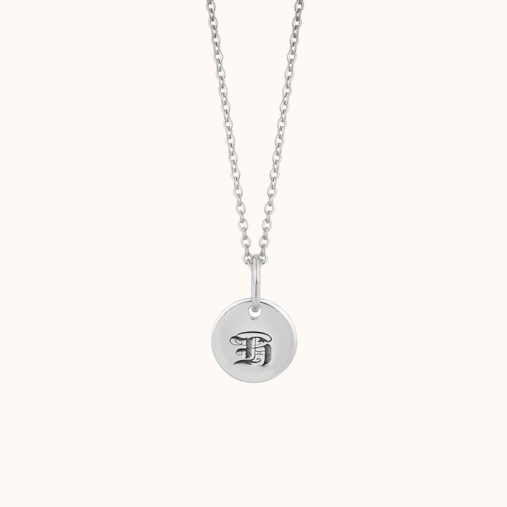 Silver Initial Disc Necklace : KNPR0005-RG