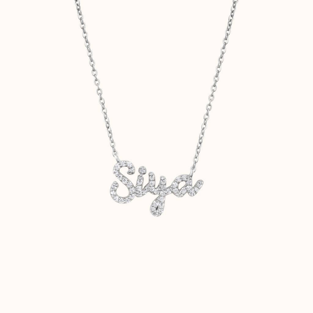 Sparkling Diamond Name Necklace : KNPR0031-RG