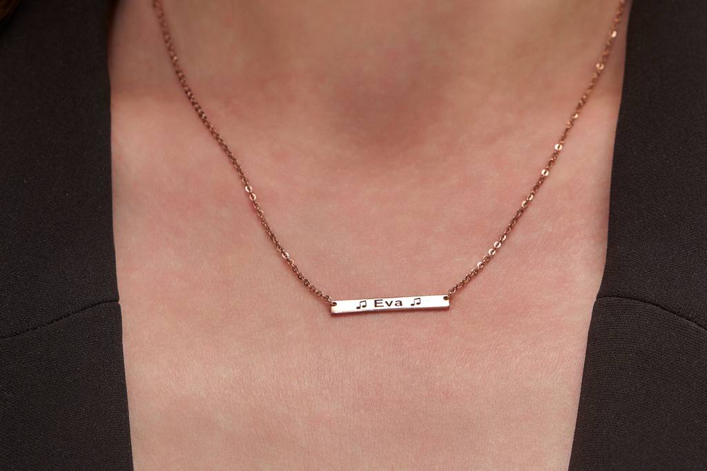 Custom Engraved Bar Necklace : KNPR0032