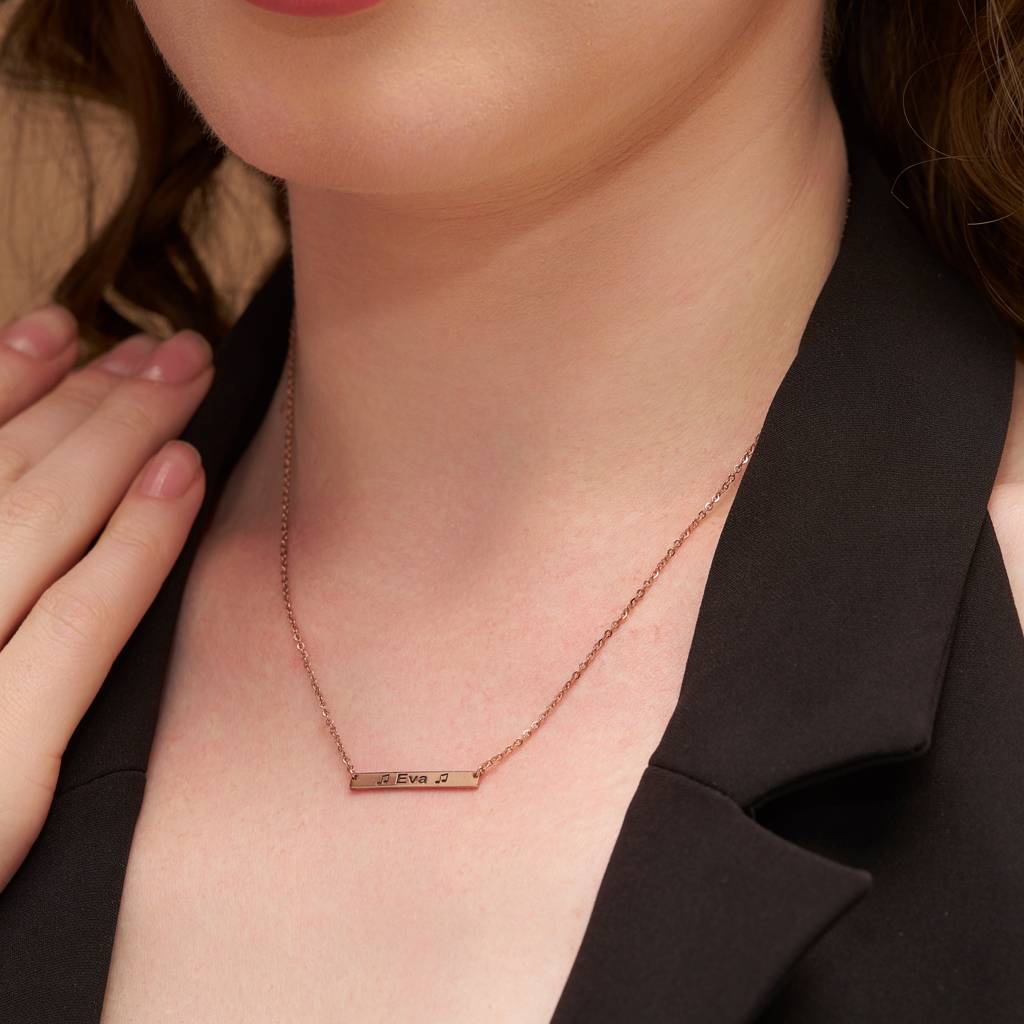 Custom Engraved Bar Necklace : KNPR0032
