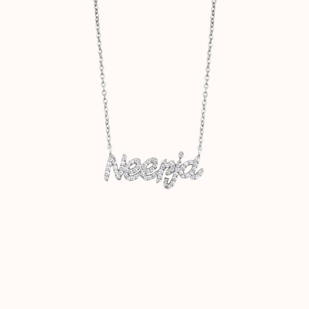 Diamond Setting Name Necklace : KNPR0046-RG