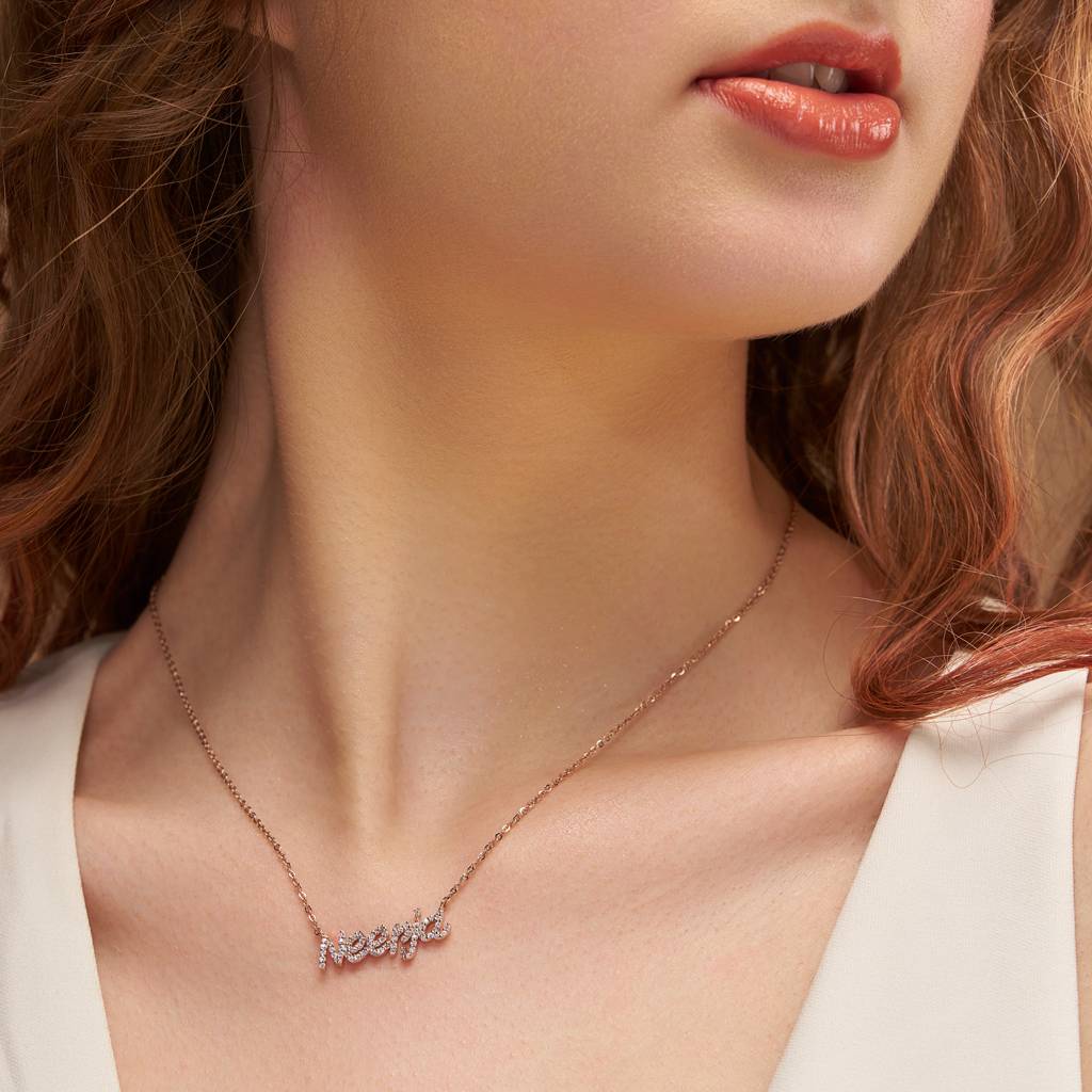 Diamond Setting Name Necklace : KNPR0046