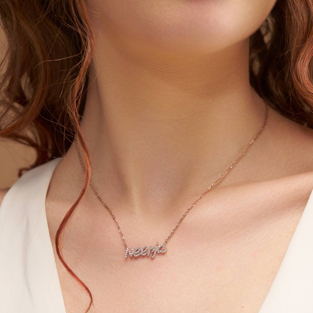 Diamond Setting Name Necklace : KNPR0046