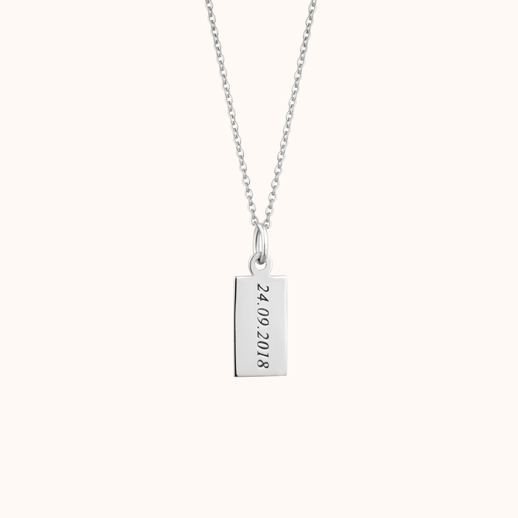 Date Print Silver Necklace : KNPR0067-RG